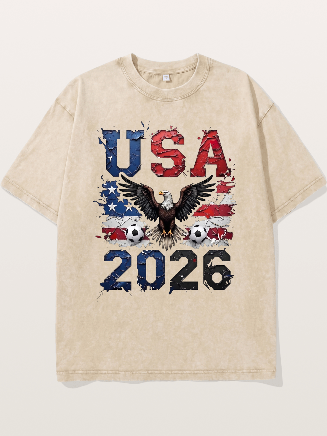 USA 2026 Bald Eagle Soccer Design Washed T-shirt