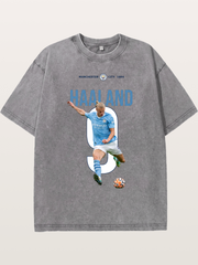 Haaland Number 9 Action Shot Washed T-shirt
