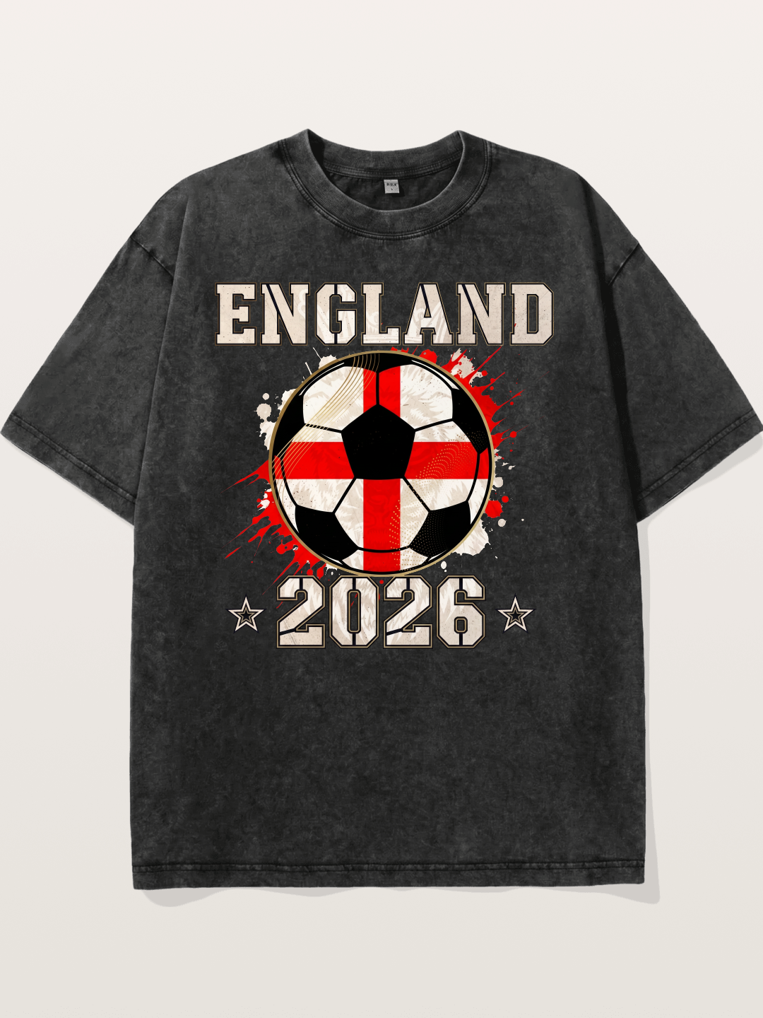 England 2026 Soccer Cross Flag Washed T-shirt