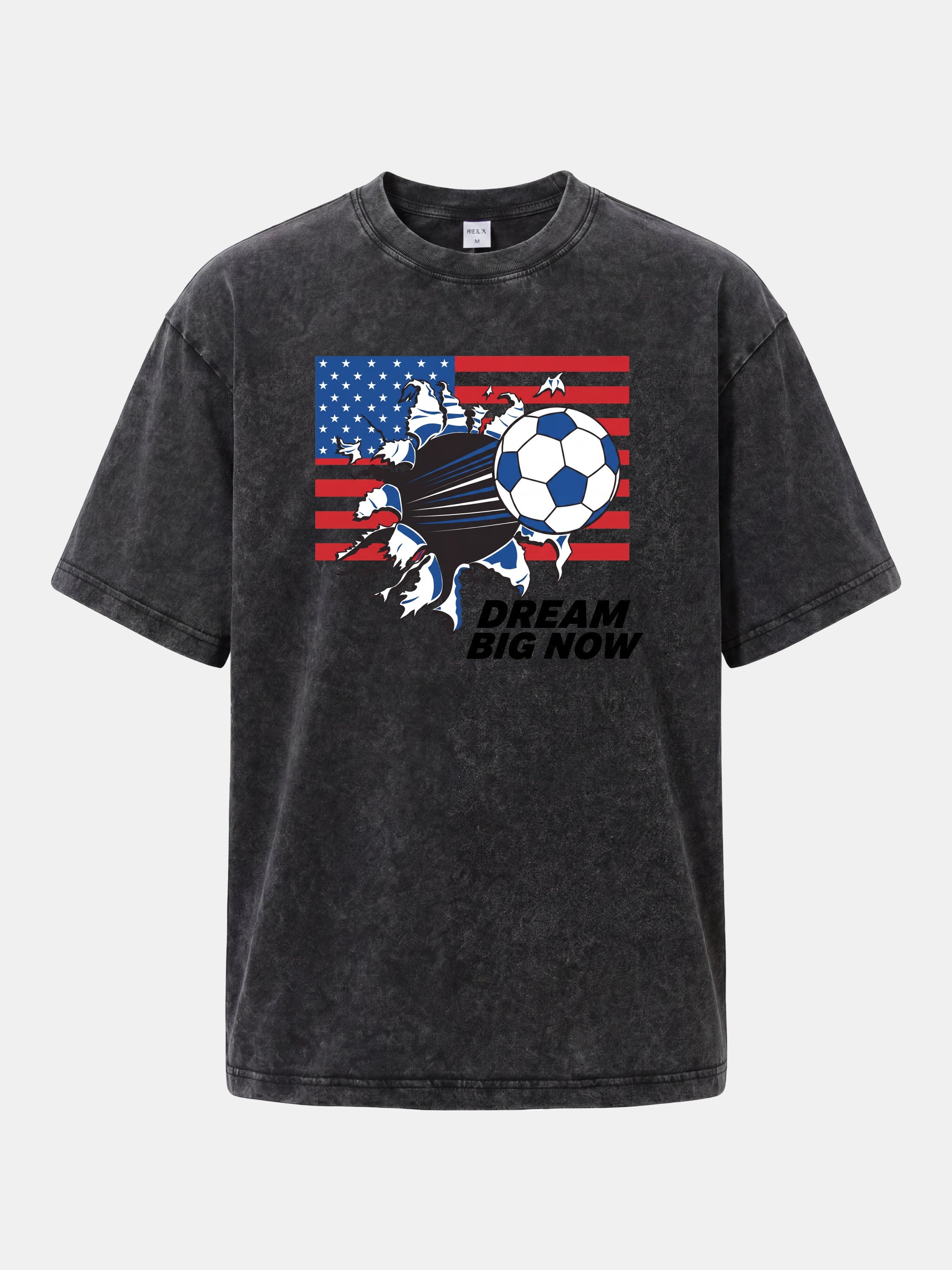 Torn Flag Soccer Explosion Design Washed T-shirt