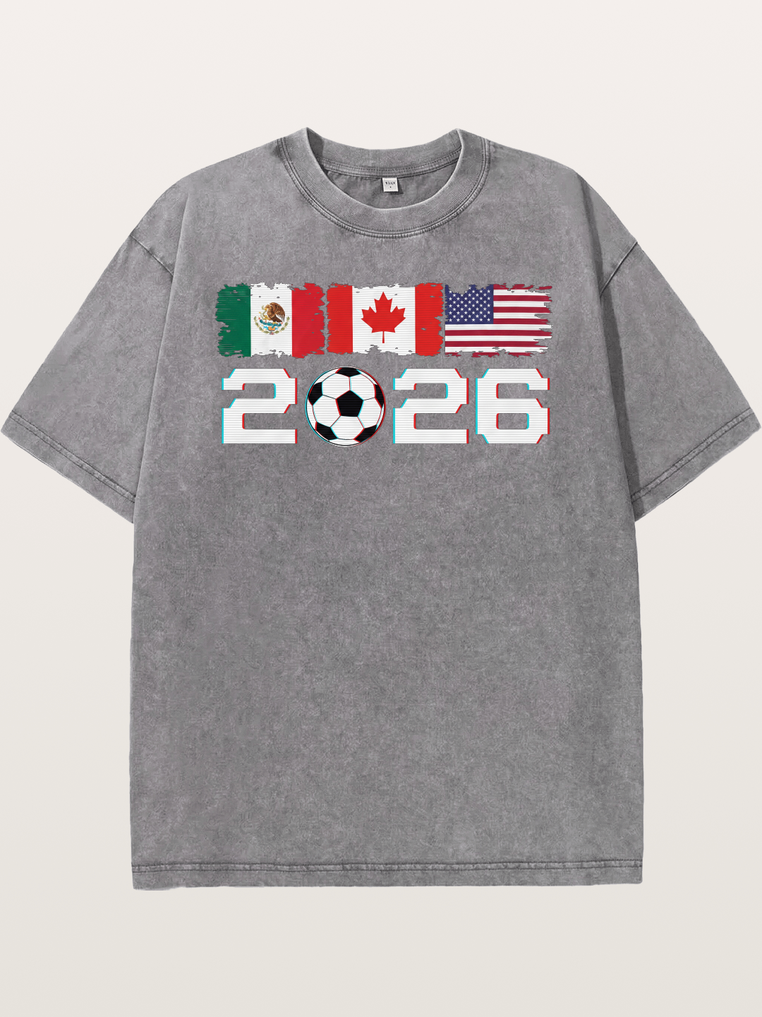 2026 WC USA Mexico Canada Flags Washed T-shirt
