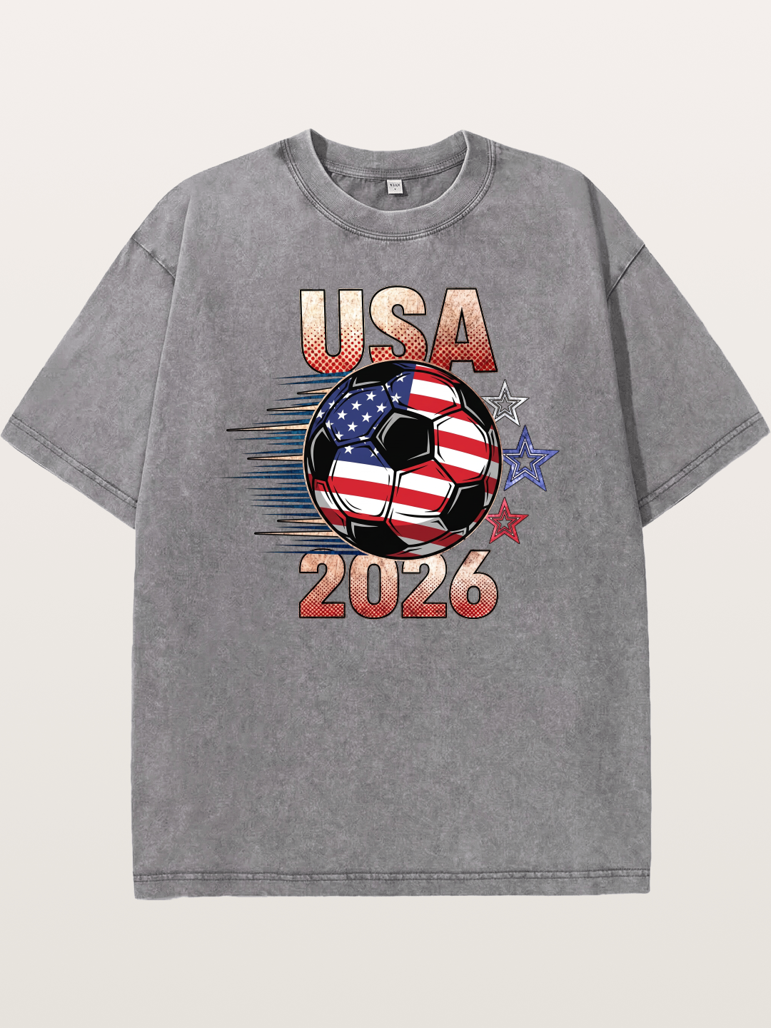 USA 2026 American Flag Soccer Ball Washed T-shirt