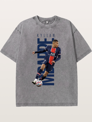 Mbappe PSG Vertical Typography Washed T-shirt