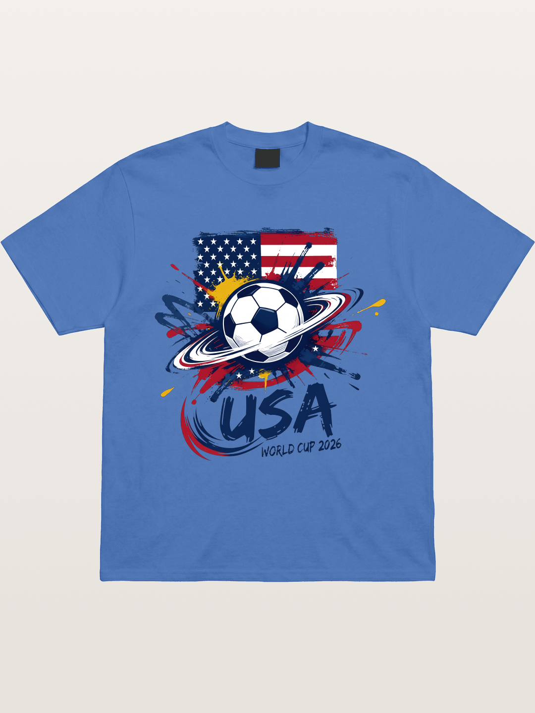 American Flag Splatter Soccer 2026 Gildan T-shirt