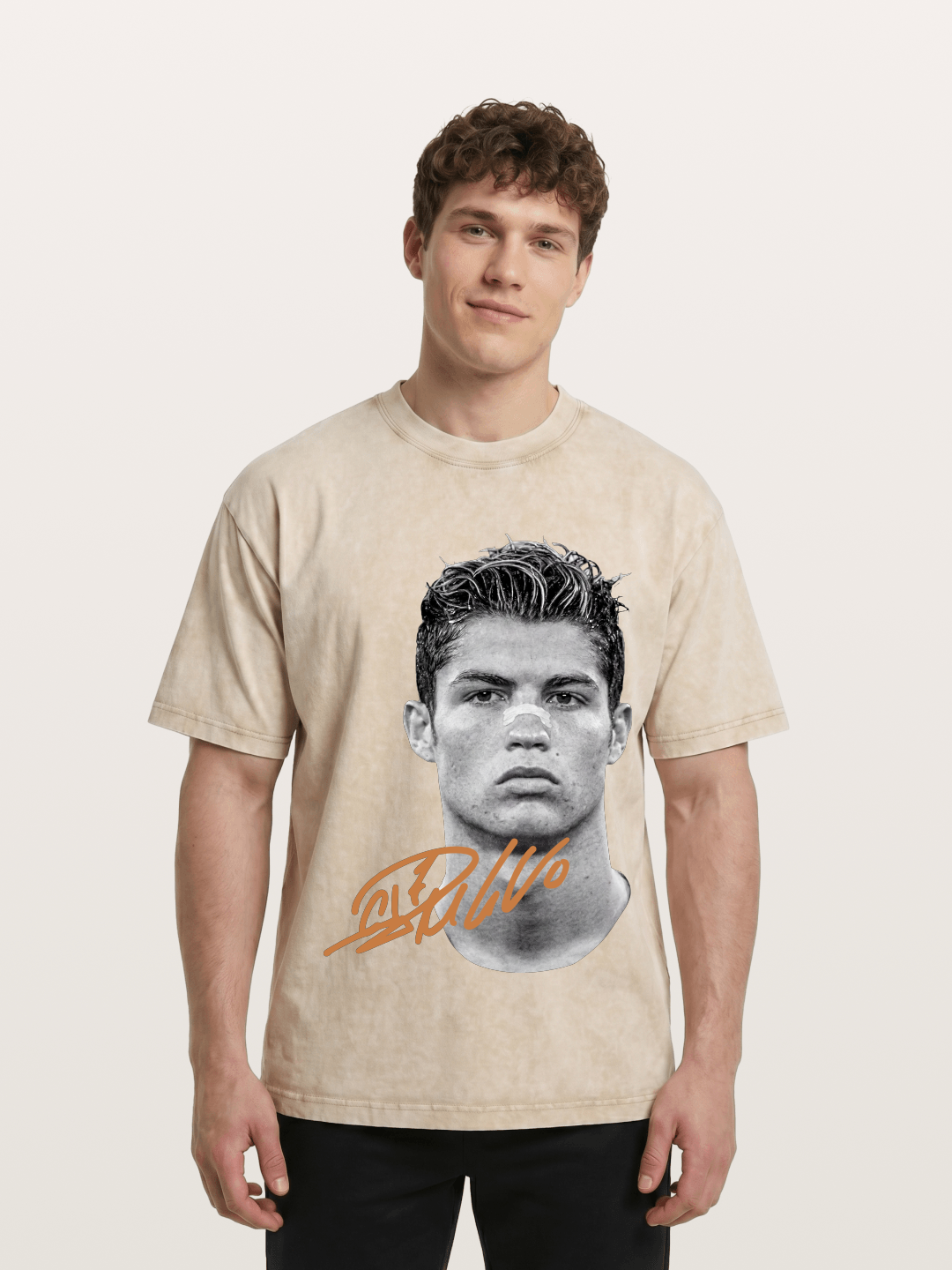 Cristiano Ronaldo Black White Portrait Washed T-shirt