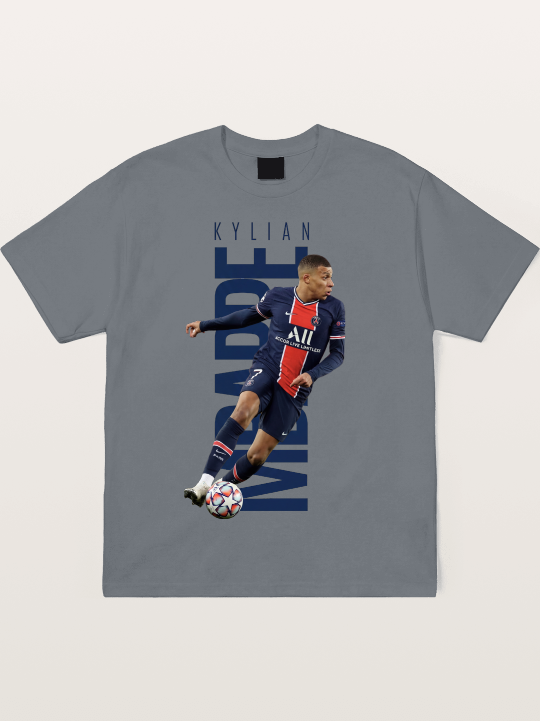 Mbappe PSG Vertical Typography Cotton T-shirt