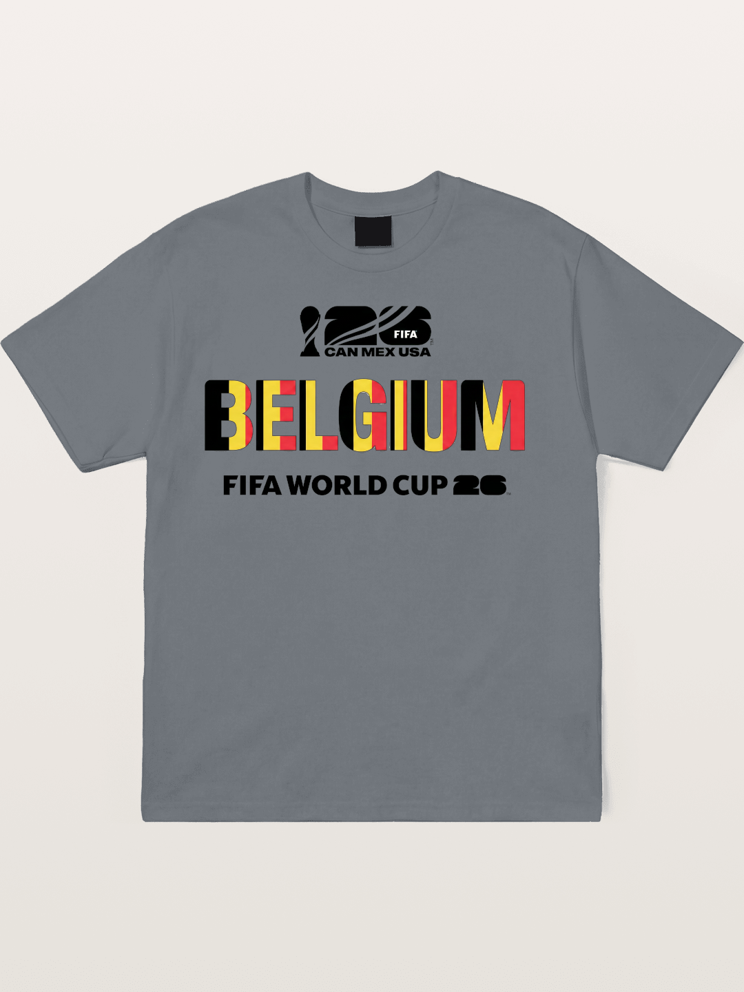 Belgium 2026 Flag Pattern Print Cotton T-shirt