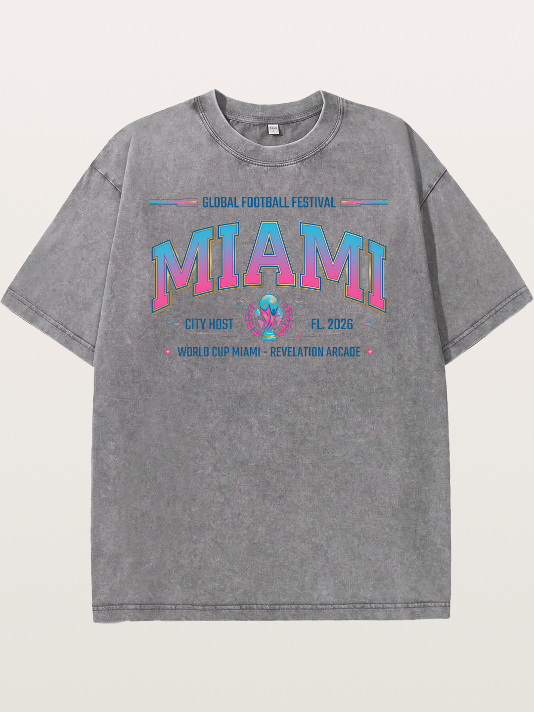 Miami 2026 WC Ombre Typography Washed T-shirt