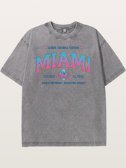 Miami 2026 WC Ombre Typography Washed T-shirt
