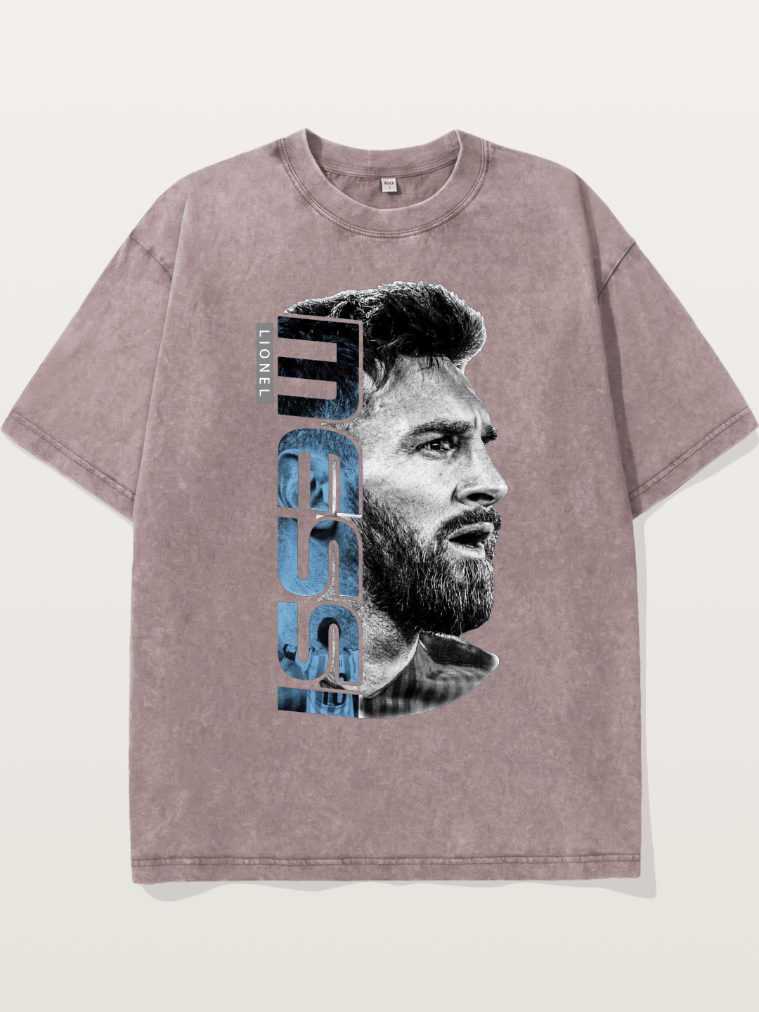 Messi Vertical Typography Art Washed T-shirt