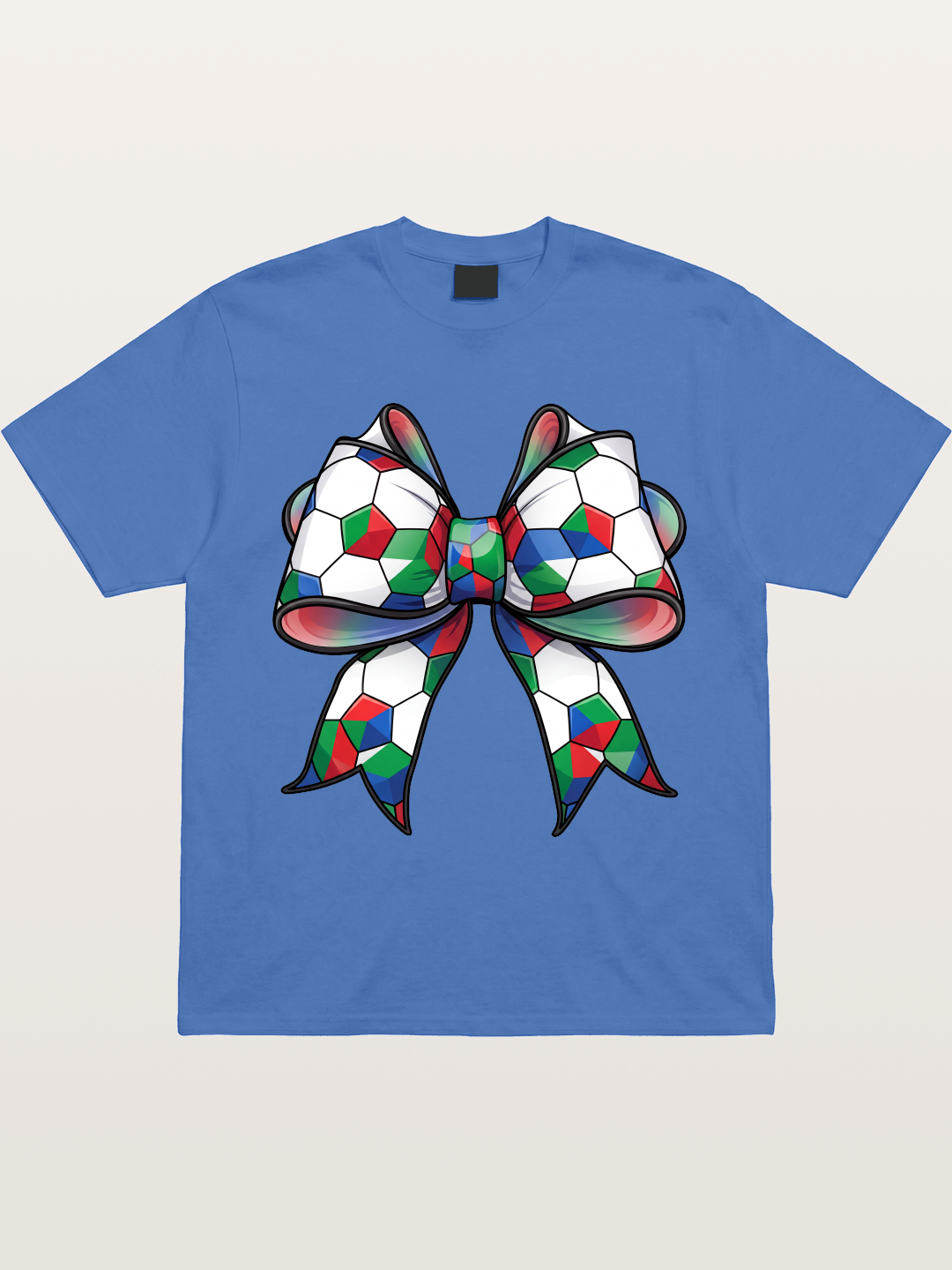 Multicolor Soccer Ball Bow Tie Gildan T-shirt