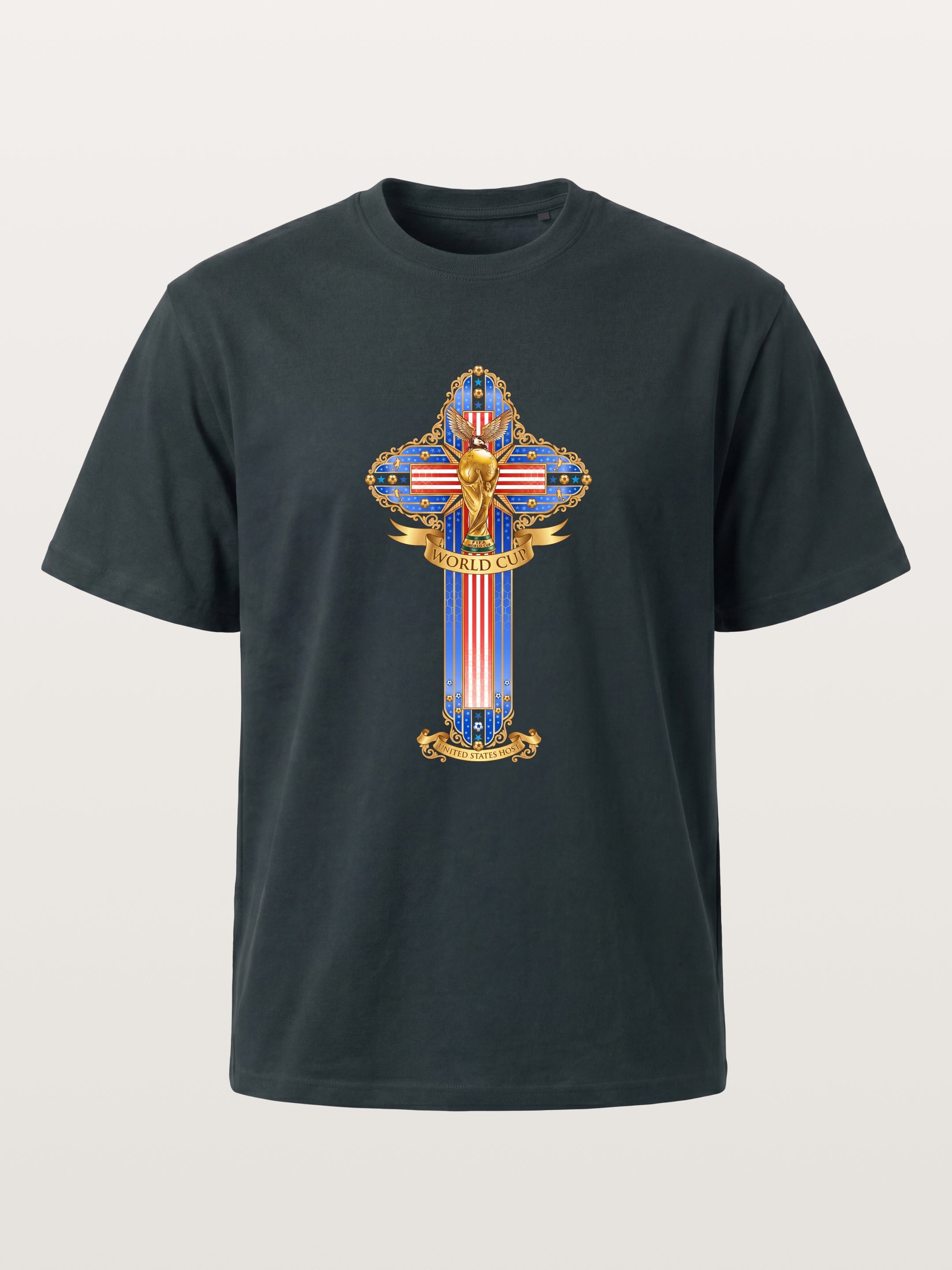 USA Cross World Cup Trophy Card Gildan T-shirt