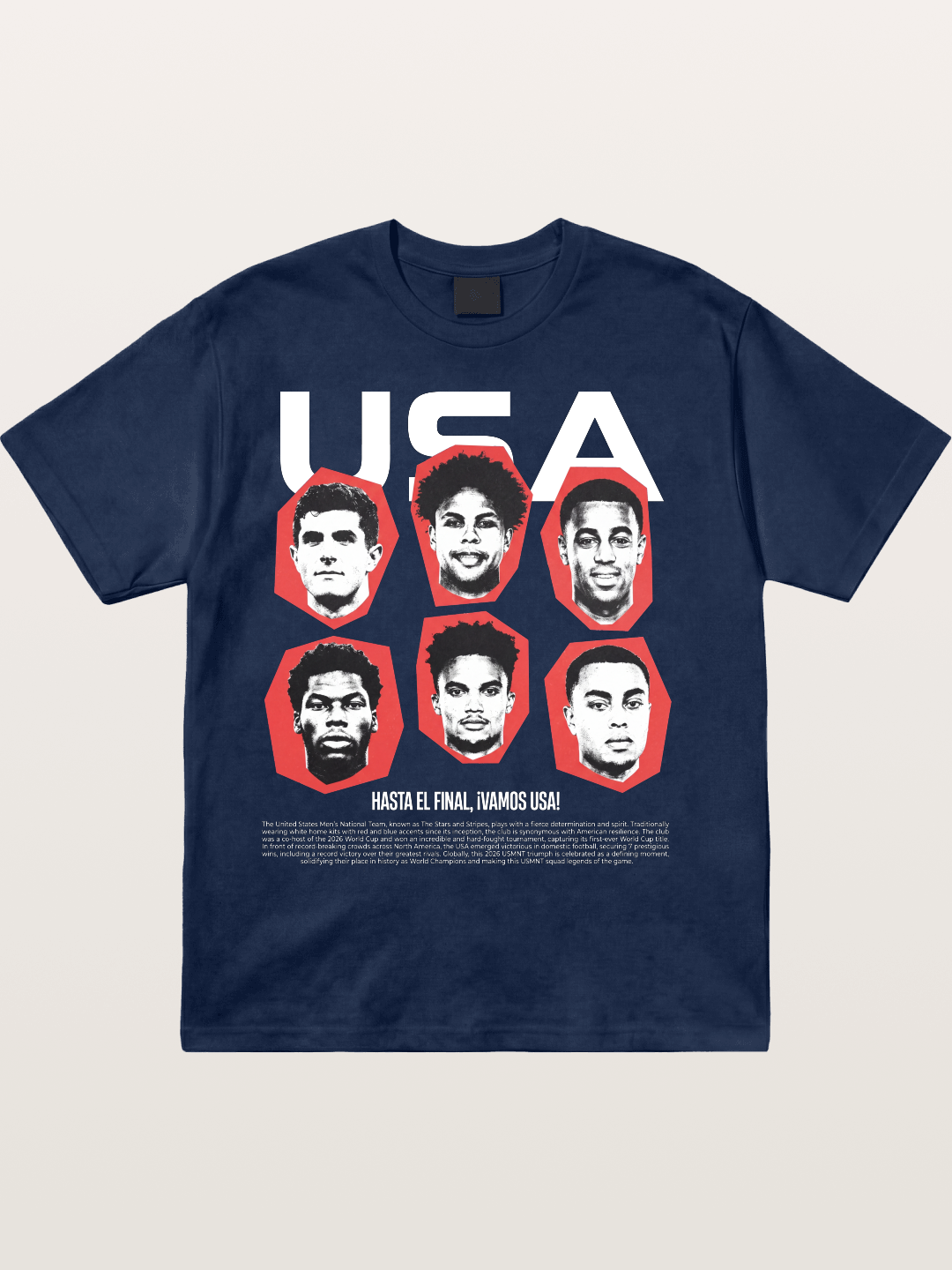 Six US Soccer Stars Hexagon Layout Cotton T-shirt