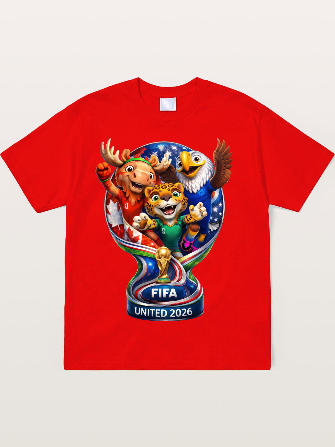 World Cup Mascots Globe Design Soft-Stay T-shirt
