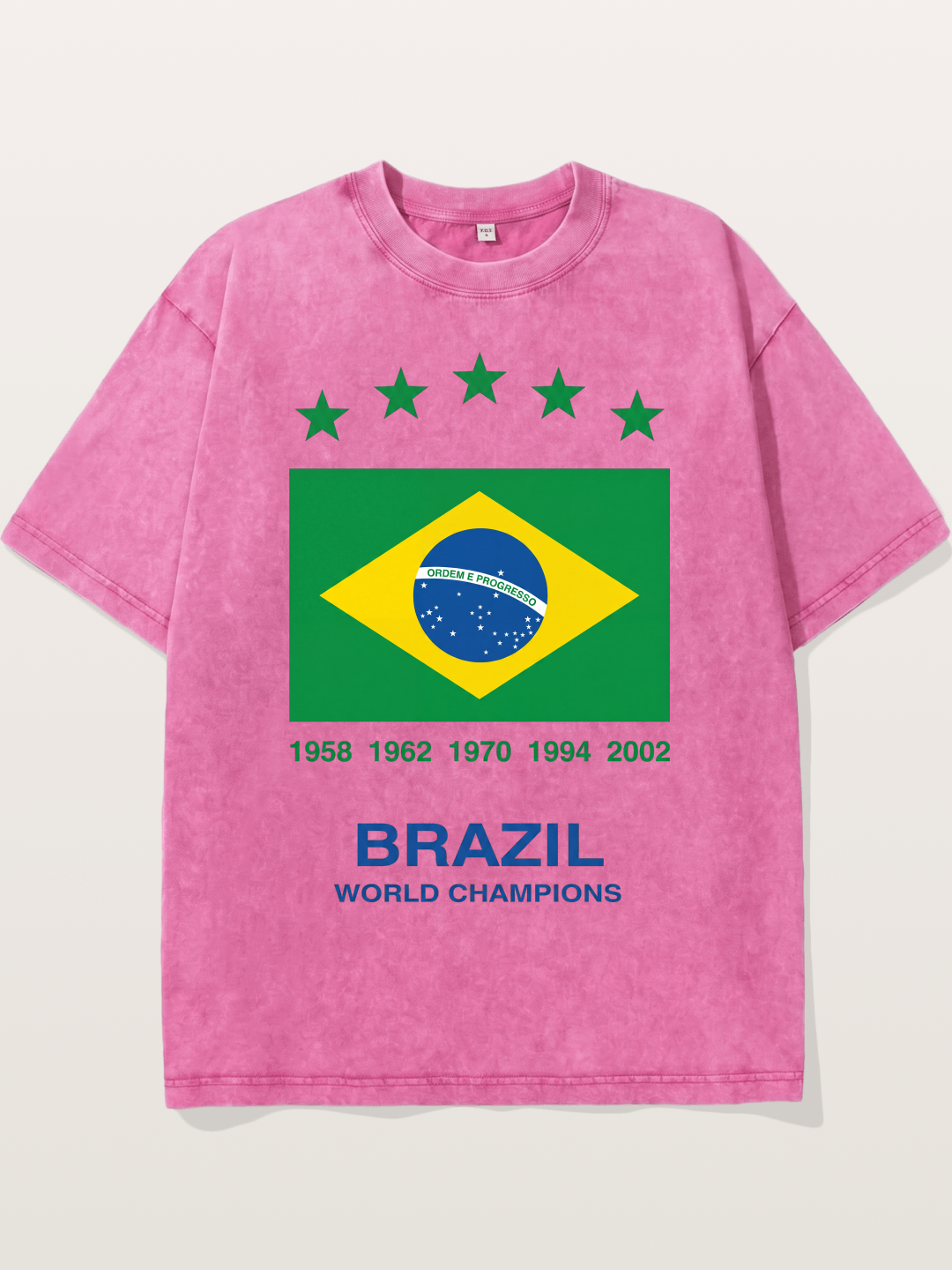 Brazil World Champions Flag Card Washed T-shirt