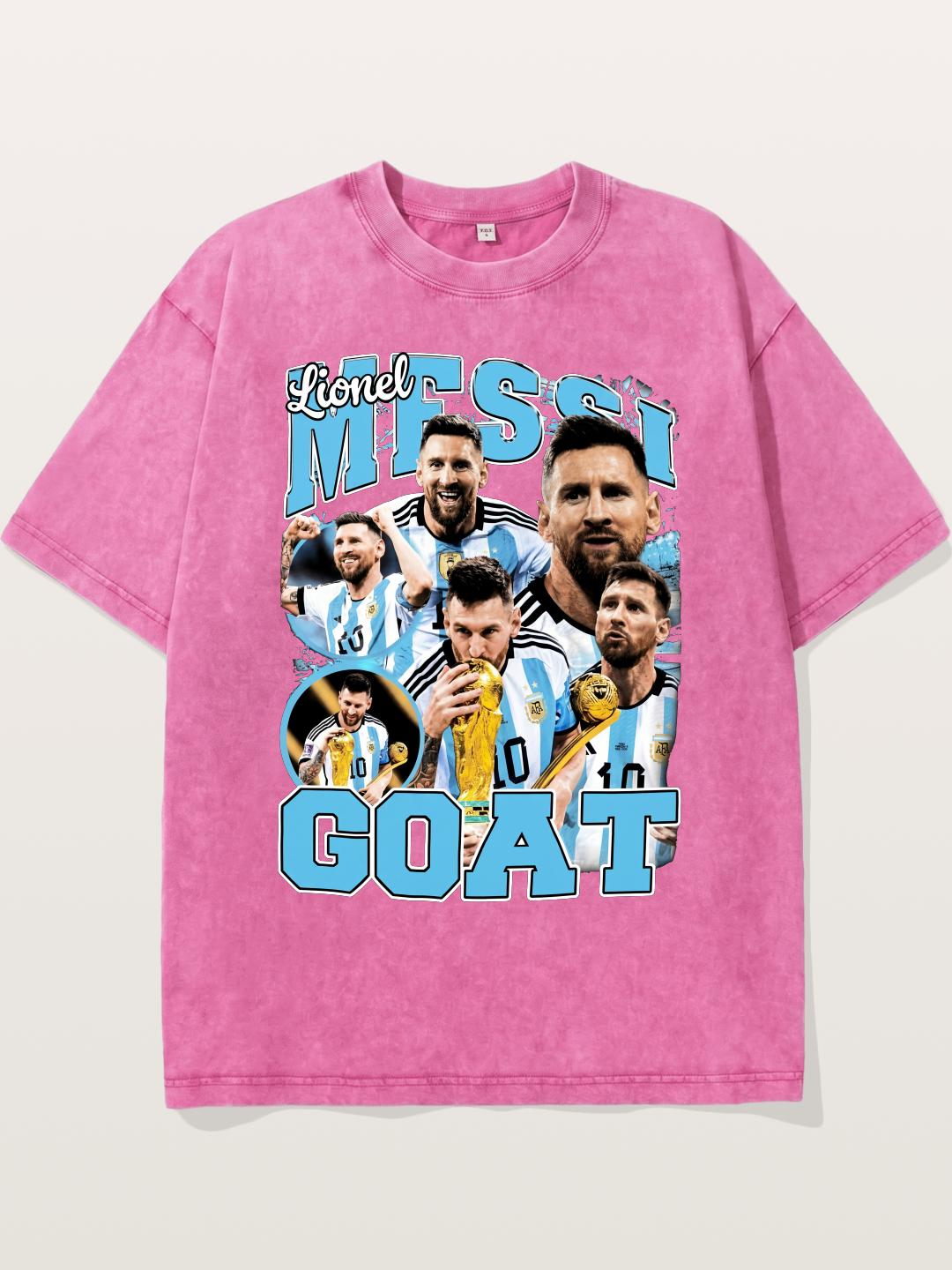 Lionel Messi GOAT Argentina Collage Washed T-shirt