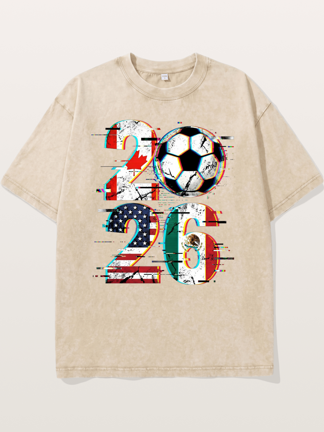 2026 WC Glitch Typography Print Washed T-shirt