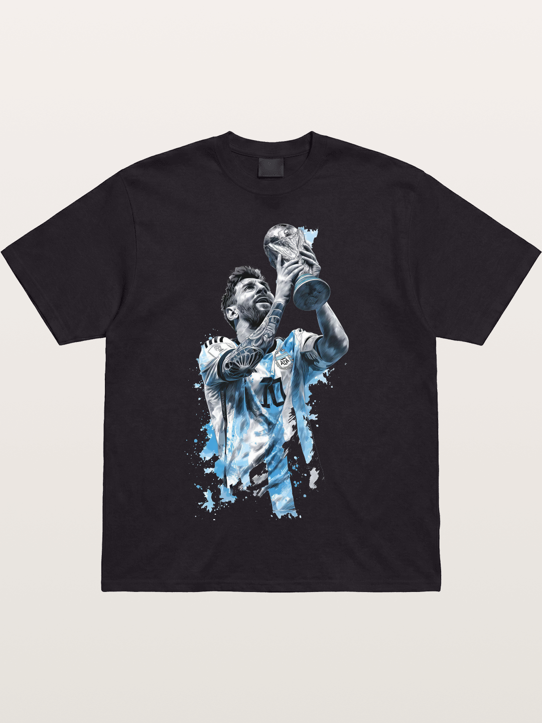 Messi WC Trophy Watercolor Cotton T-shirt