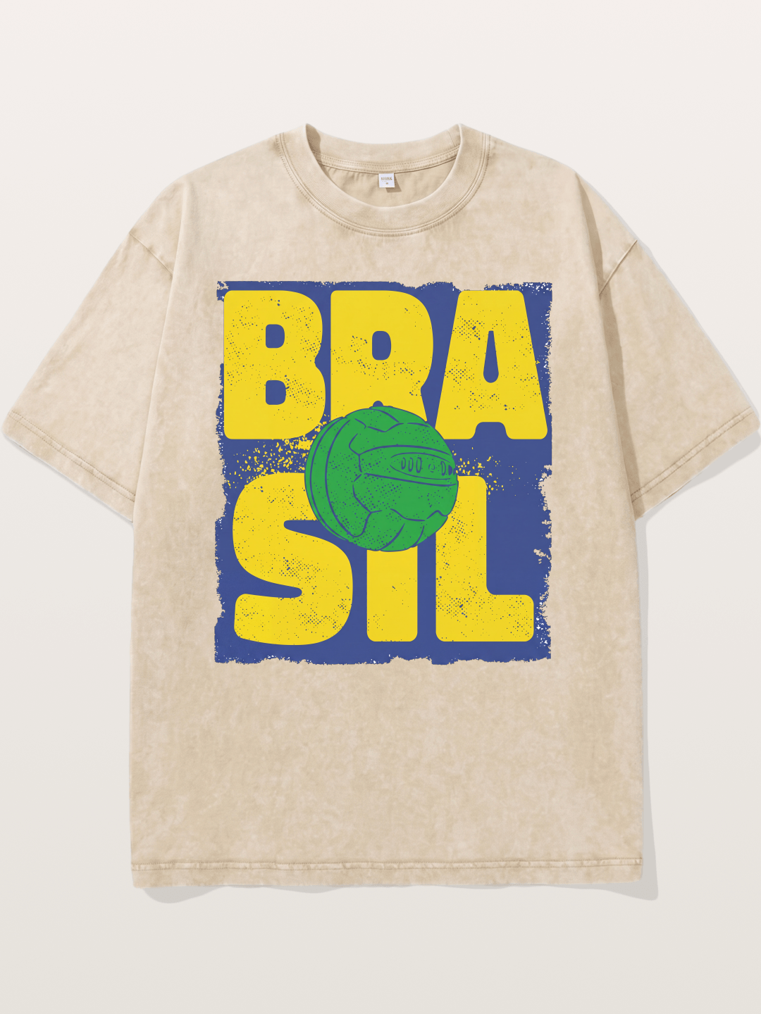Grunge Brazil Soccer Text Card Washed T-shirt