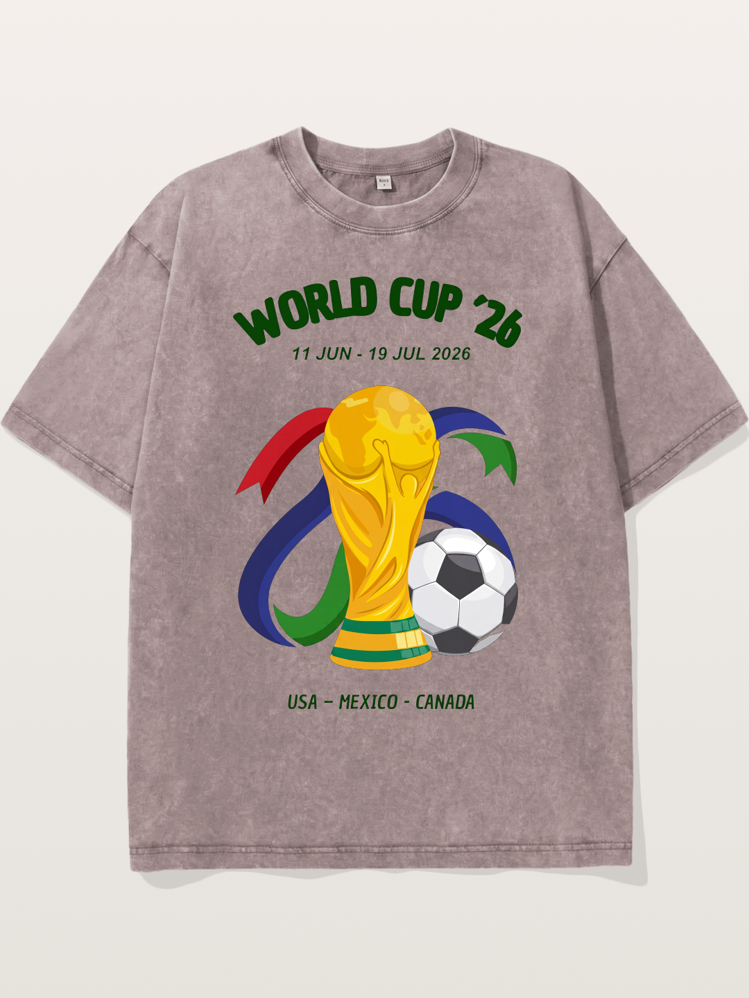 World Cup 26 Trophy and Soccer Ball Washed T-shirt