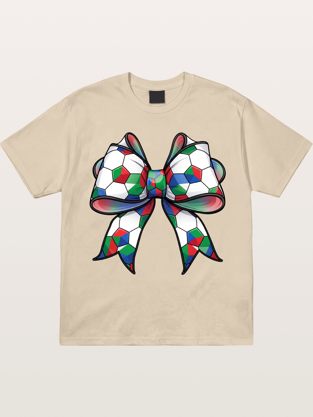 Multicolor Soccer Ball Bow Tie Gildan T-shirt