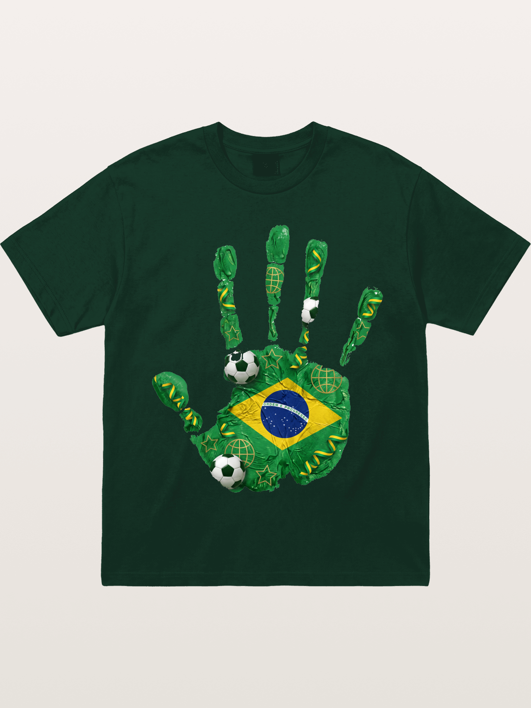 Brazil Flag Hand Soccer Art Gildan T-shirt