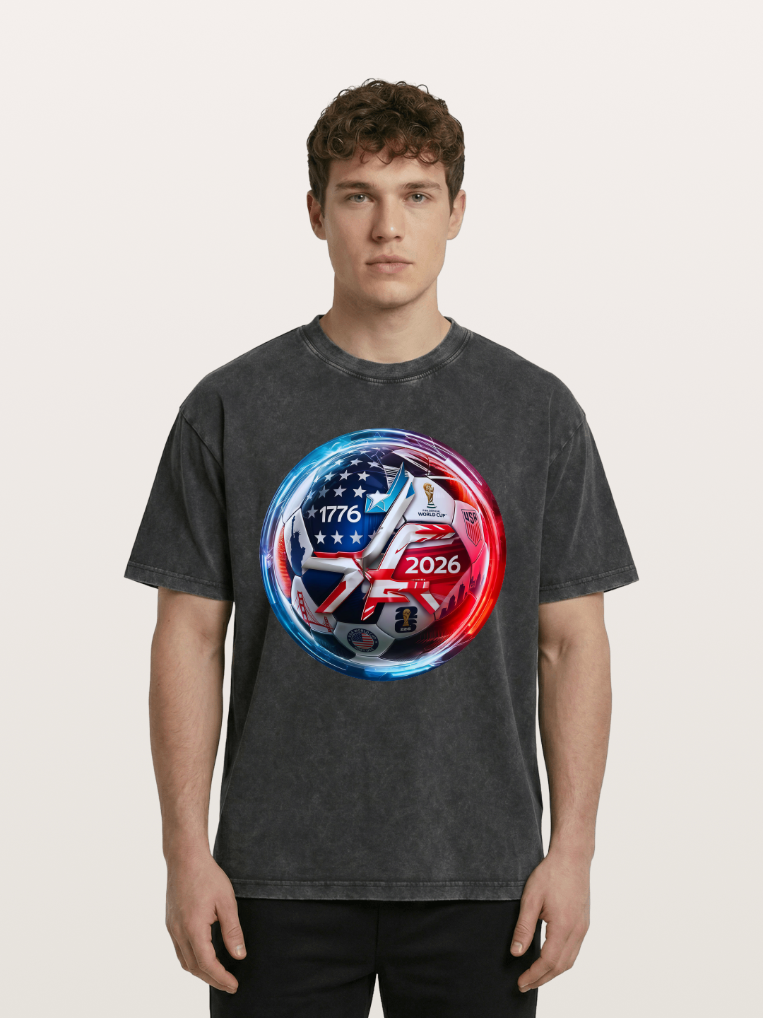 2026 USA Soccer Ball Poster Washed T-shirt