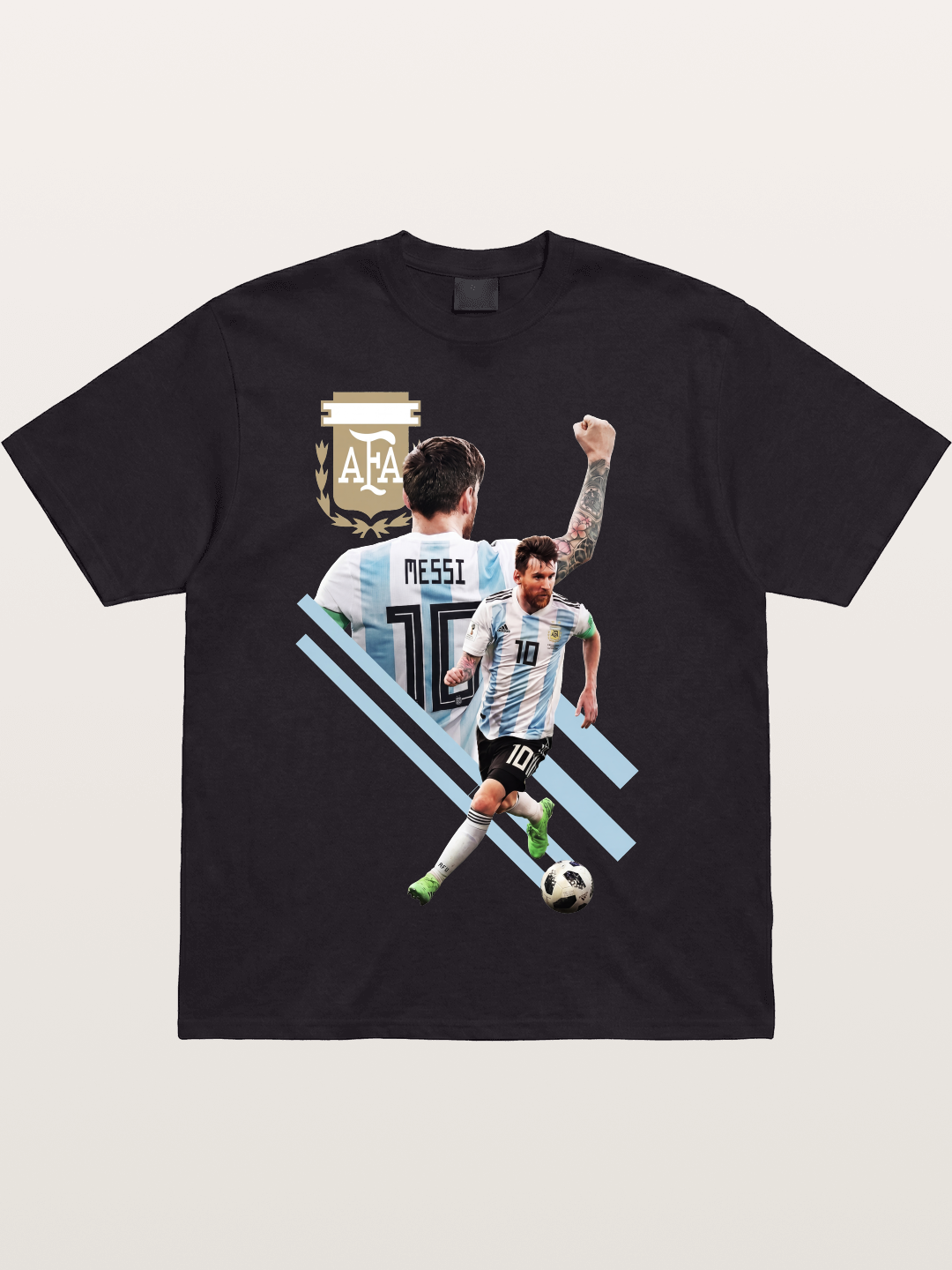 Messi Argentina Layered Art Cotton T-shirt