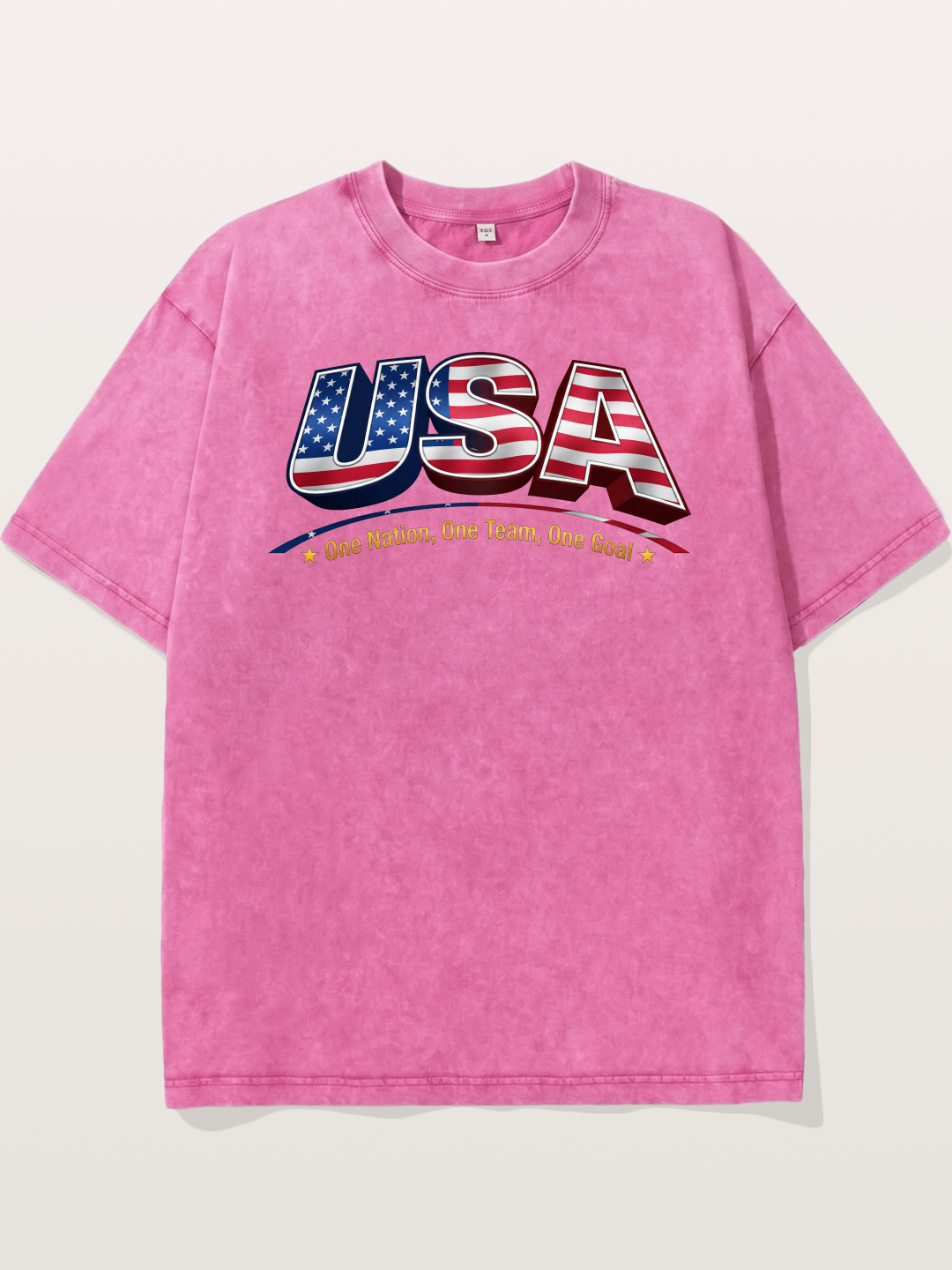 USA Flag 3D Letter World Cup Washed T-shirt