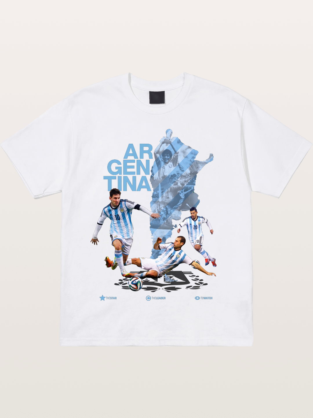 Argentina Soccer Legends Map Layout Cotton T-shirt