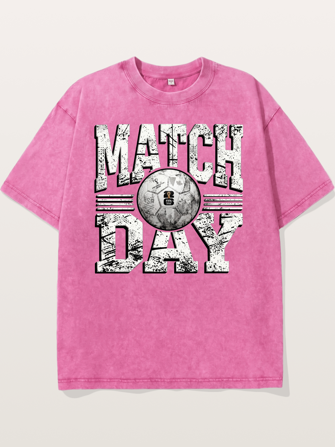 Match Day Grunge Soccer Print Washed T-shirt