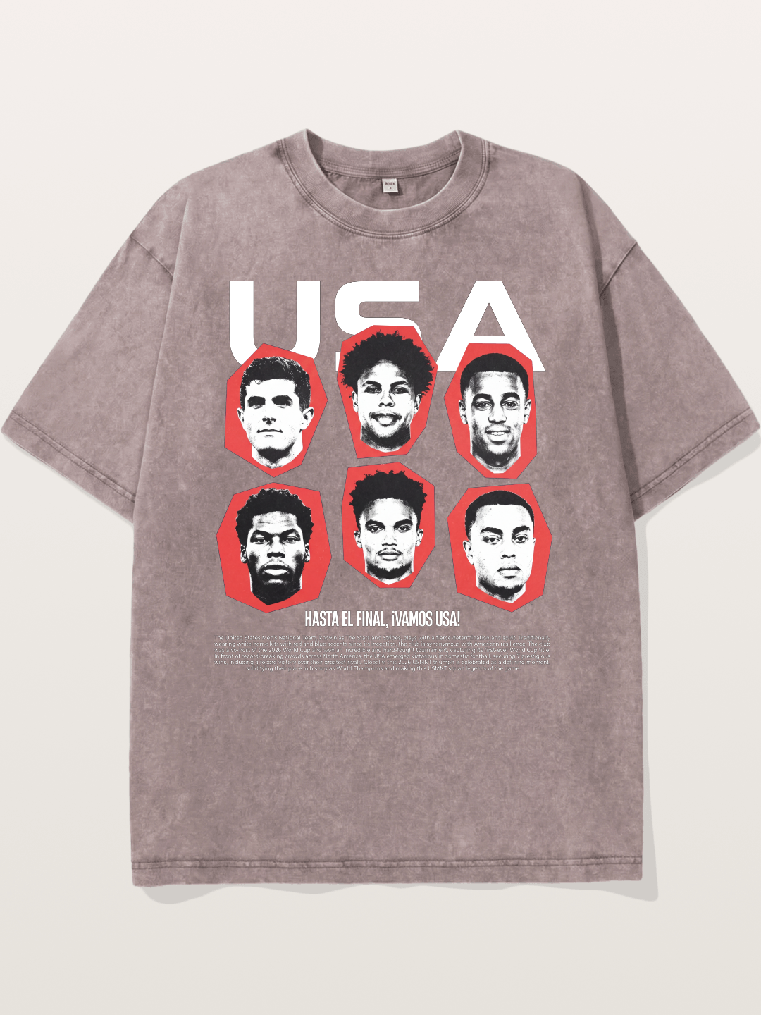 Six US Soccer Stars Hexagon Layout Washed T-shirt