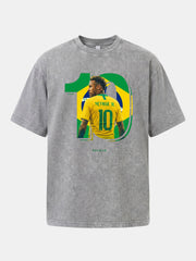 Neymar Brazil 10 Jersey Print Washed T-shirt