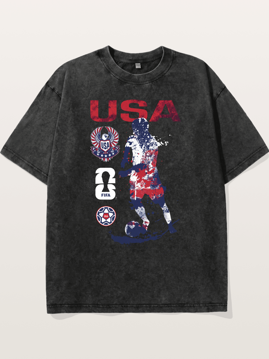 USA WC 2026 Splatter Soccer Player Washed T-shirt