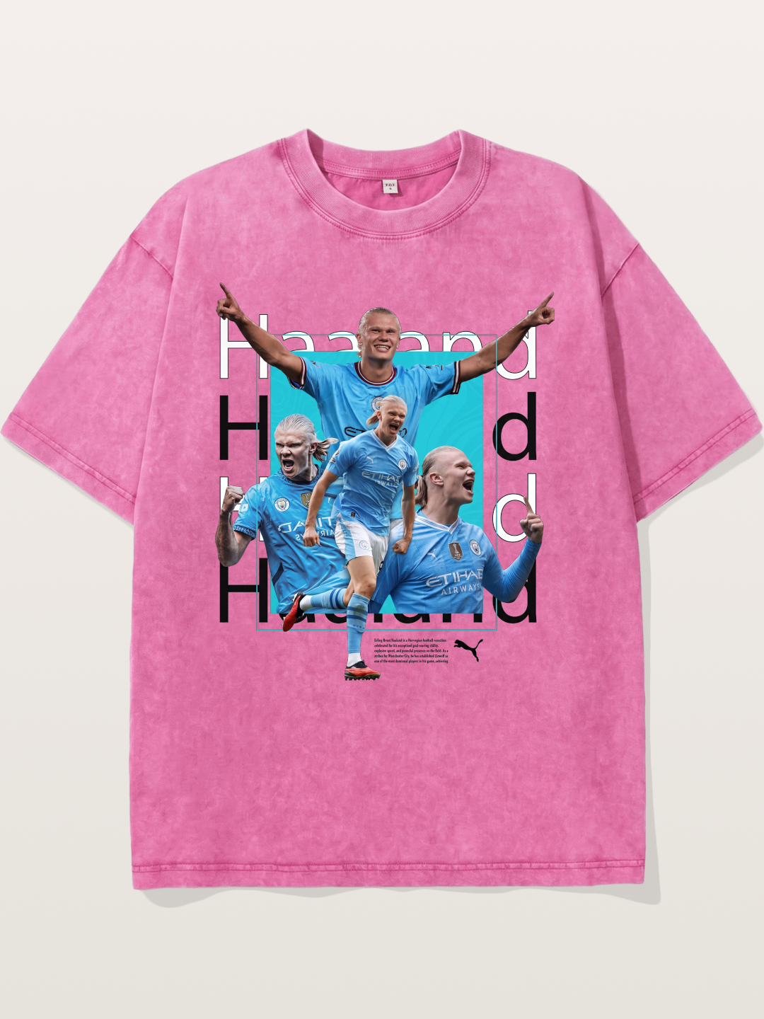 Haaland Typography Collage Art Washed T-shirt