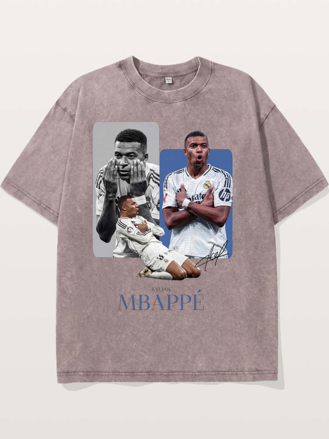 Mbappe Real Madrid Collage Washed T-shirt
