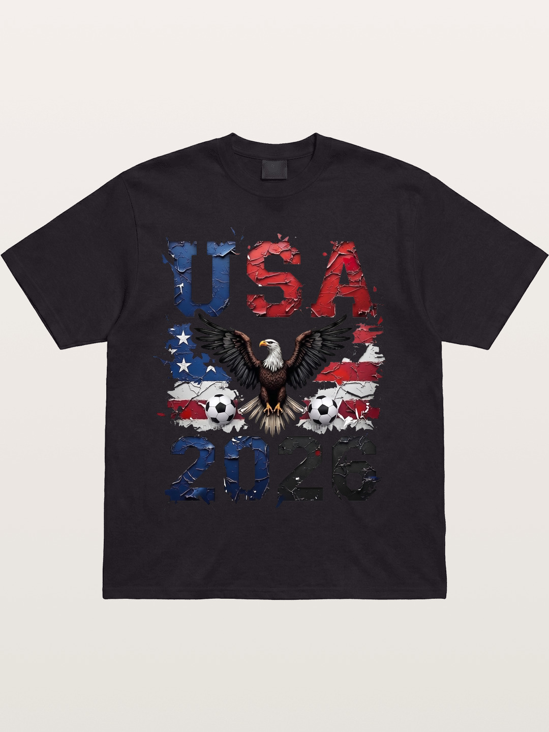 USA 2026 Bald Eagle Soccer Design Cotton T-shirt