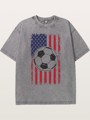 USA Flag Soccer Ball 2026 Vintage Washed T-shirt
