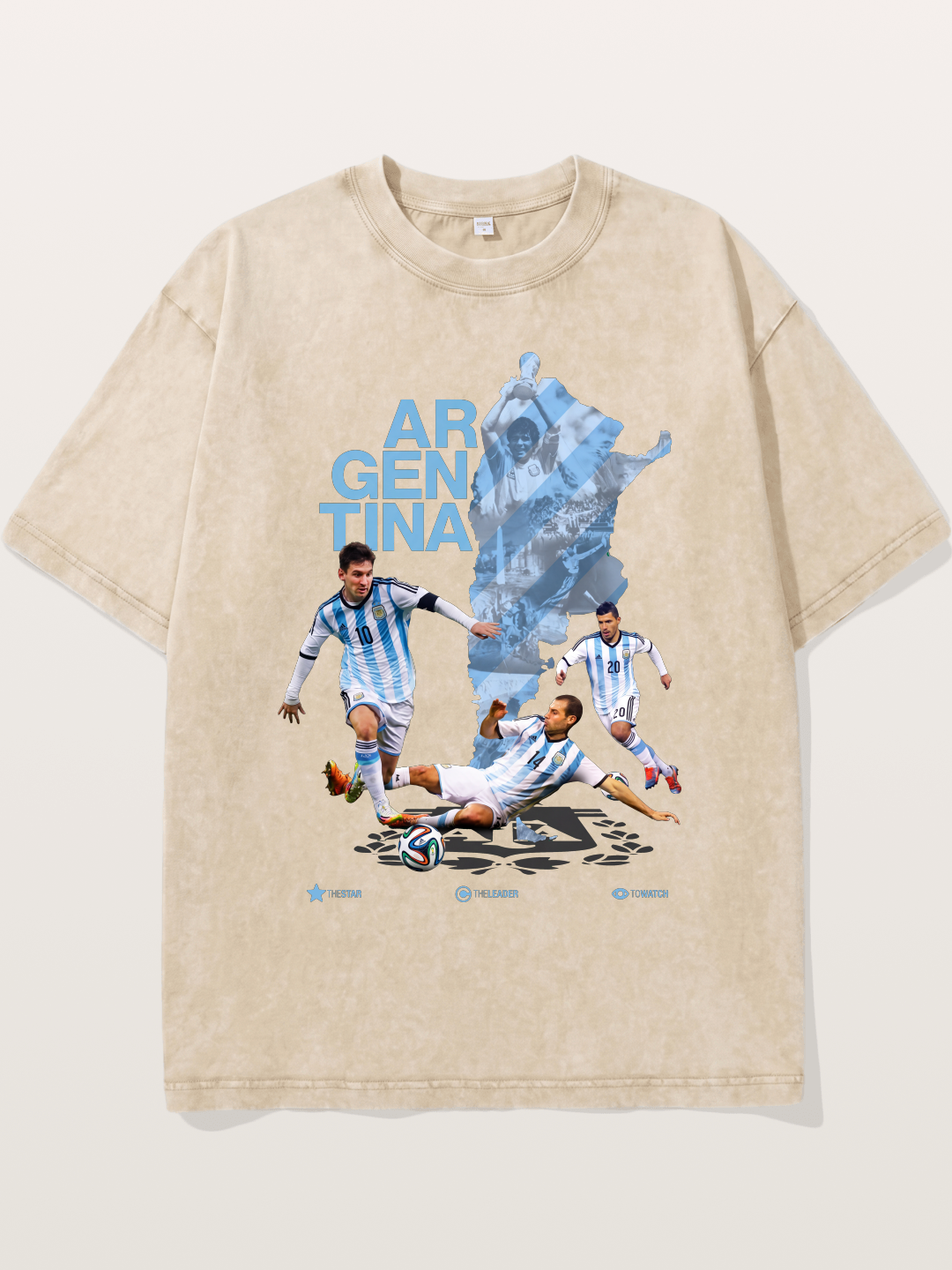 Argentina Soccer Legends Map Layout Washed T-shirt