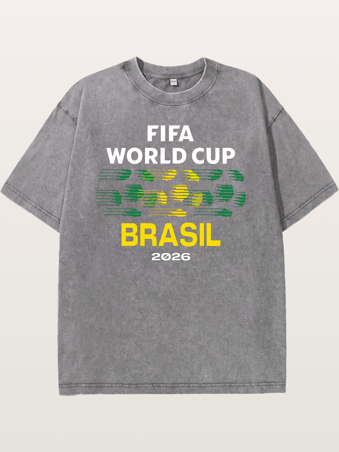 Brasil WC 2026 Speed Text Design Washed T-shirt