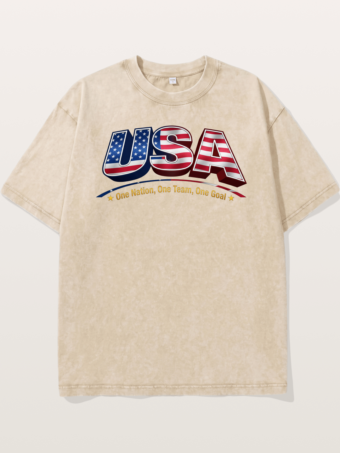 USA Flag 3D Letter World Cup Washed T-shirt