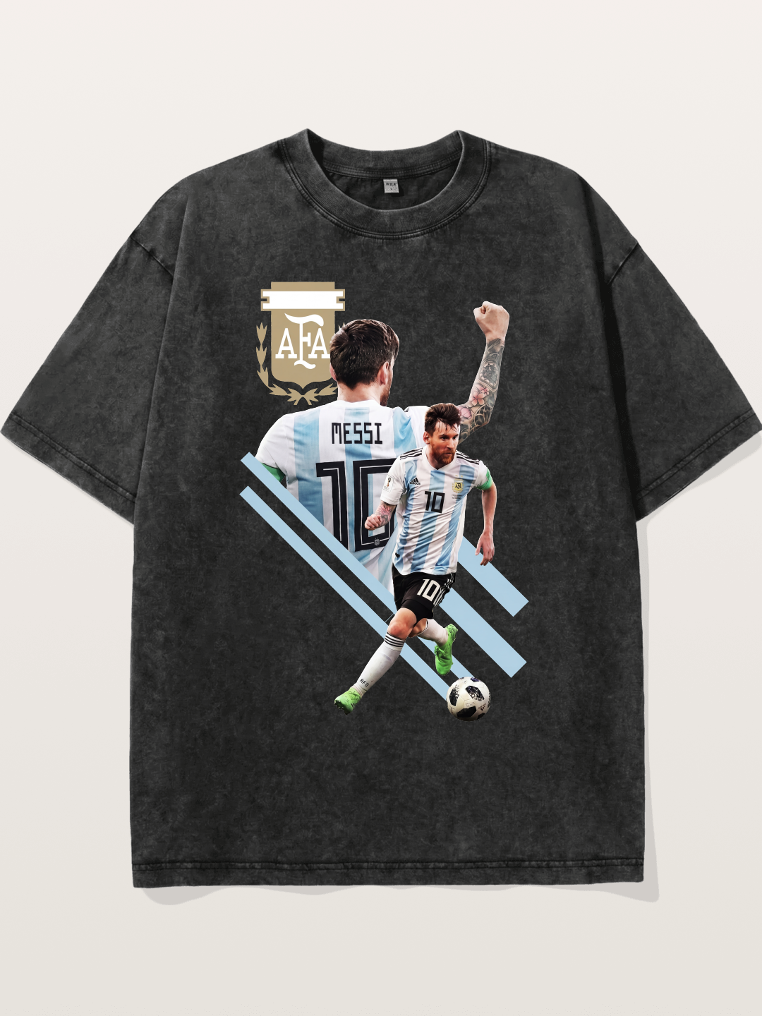 Messi Argentina Layered Art Washed T-shirt