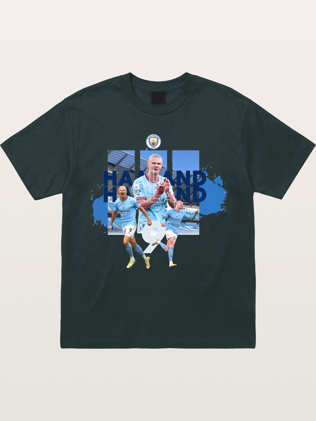 Haaland Etihad Stadium Montage Gildan T-shirt