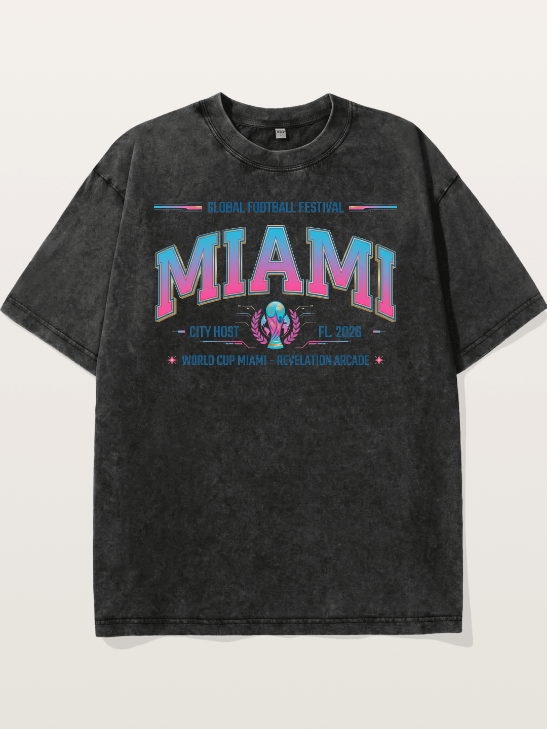 Miami 2026 WC Ombre Typography Washed T-shirt