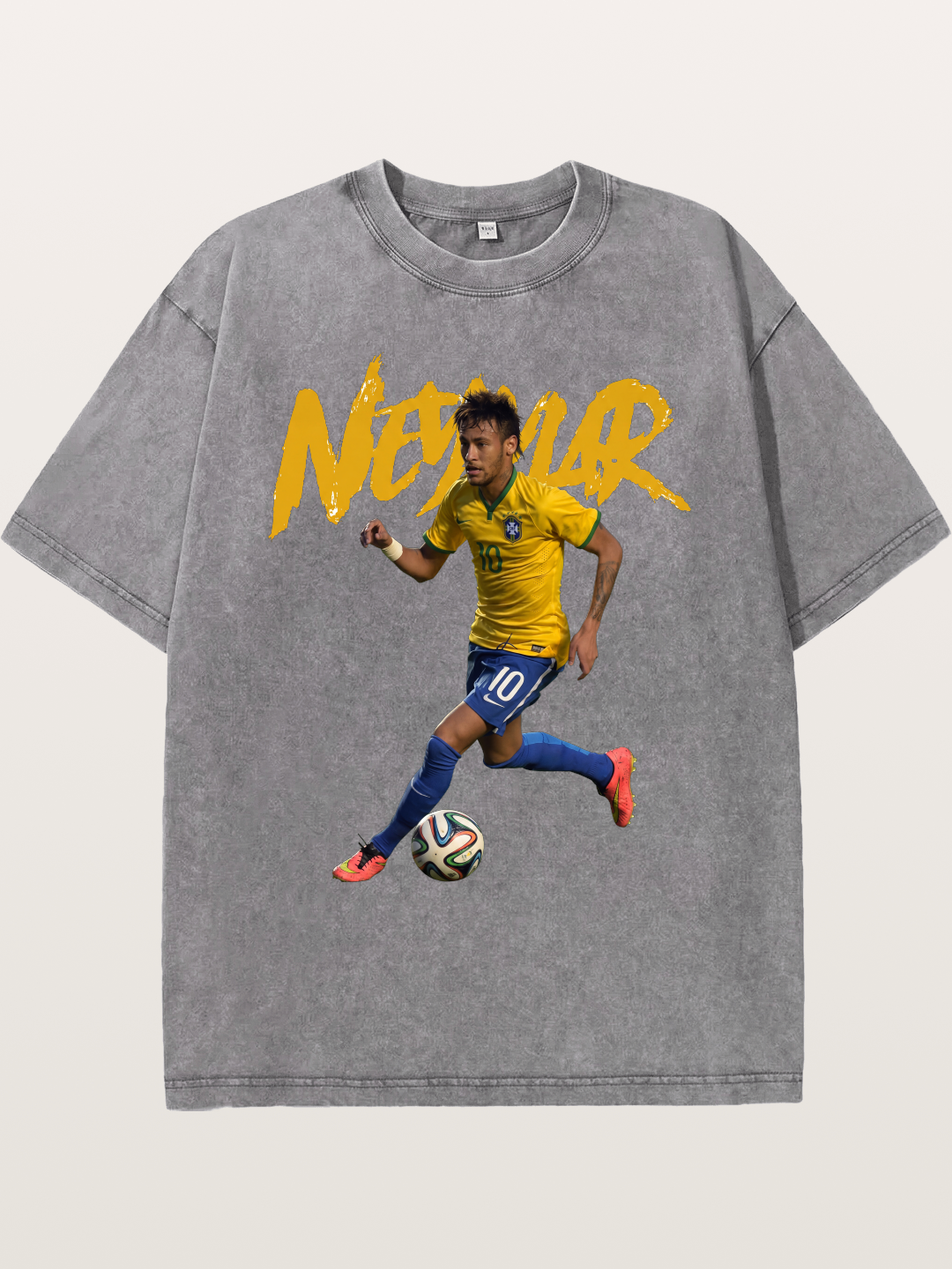 Neymar Brazil Brushstroke Art Washed T-shirt