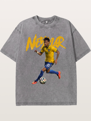 Neymar Brazil Brushstroke Art Washed T-shirt