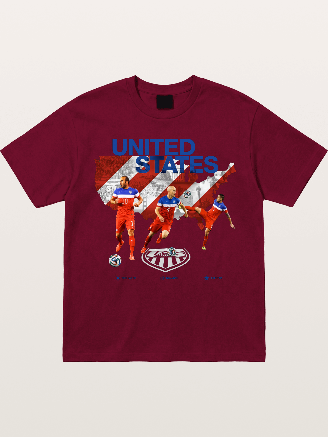 USA Soccer Stars On Map Outline Gildan T-shirt