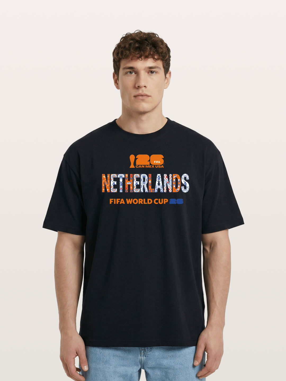 Netherlands 2026 Delft Blue Typo Cotton T-shirt