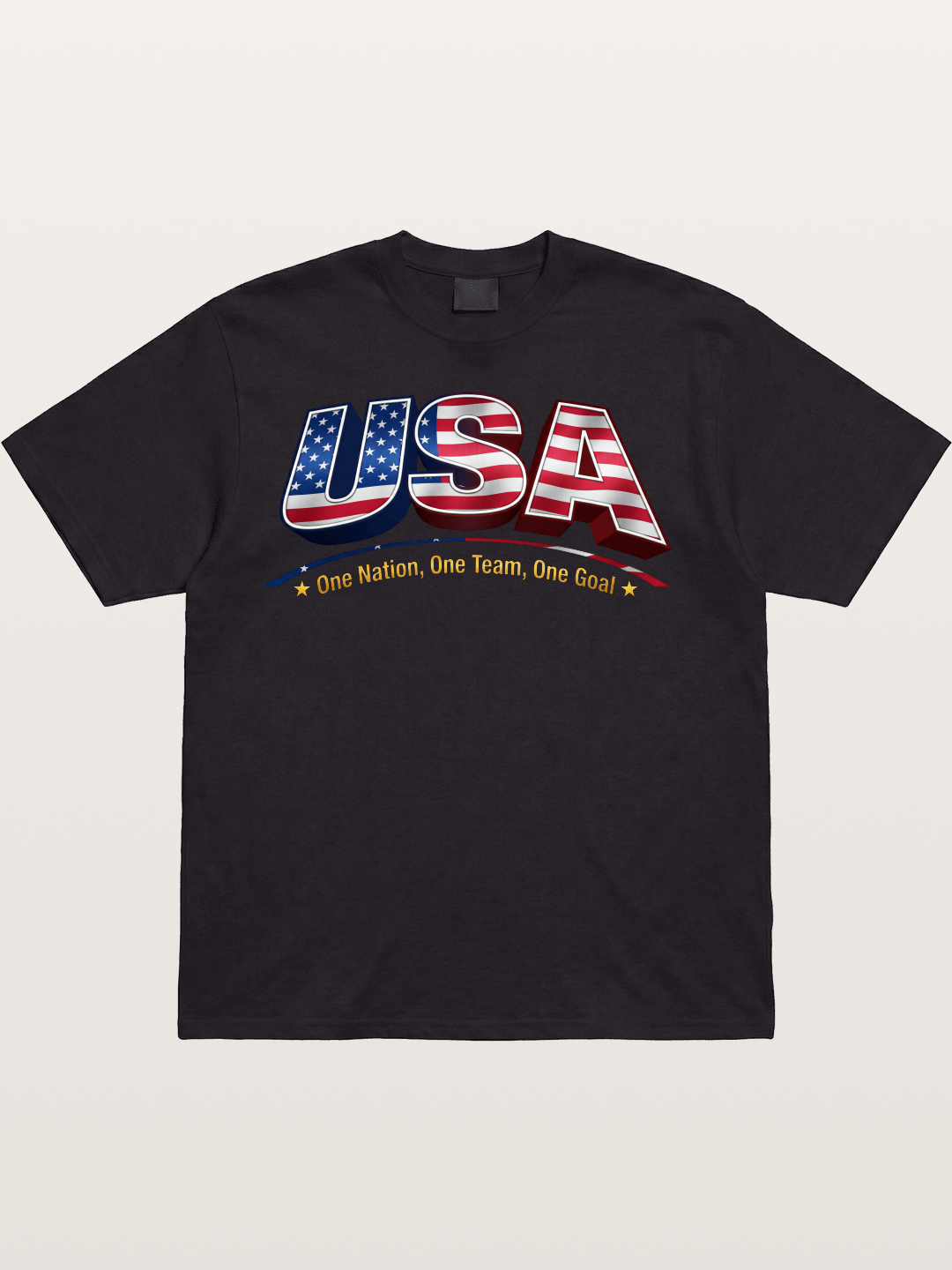 USA Flag 3D Letter World Cup Cotton T-shirt