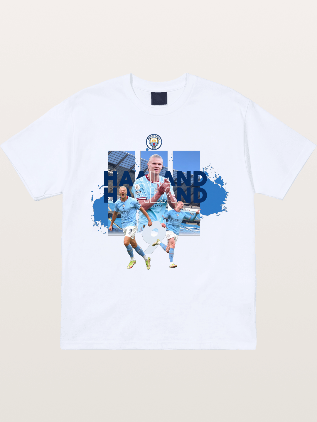 Haaland Etihad Stadium Montage Gildan T-shirt